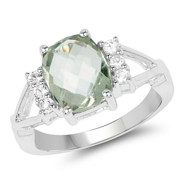 Ring in Sterling Silver Size 6.00 Green Amethyst Bonyak Jewelry Genuine Cushion Prasiolite 
